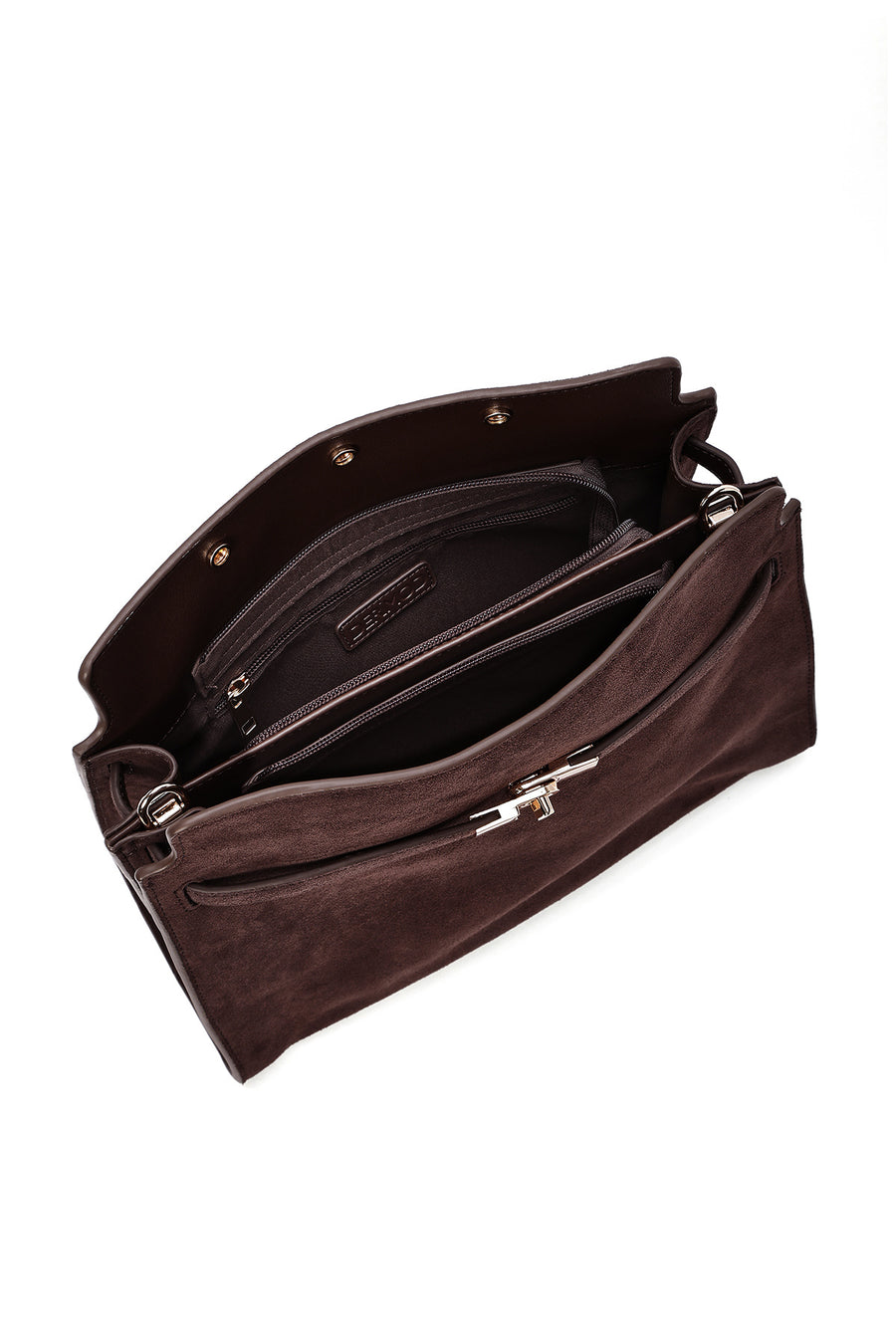 Women's Brown Long Strap Suede Leather Classic Shoulder Bag