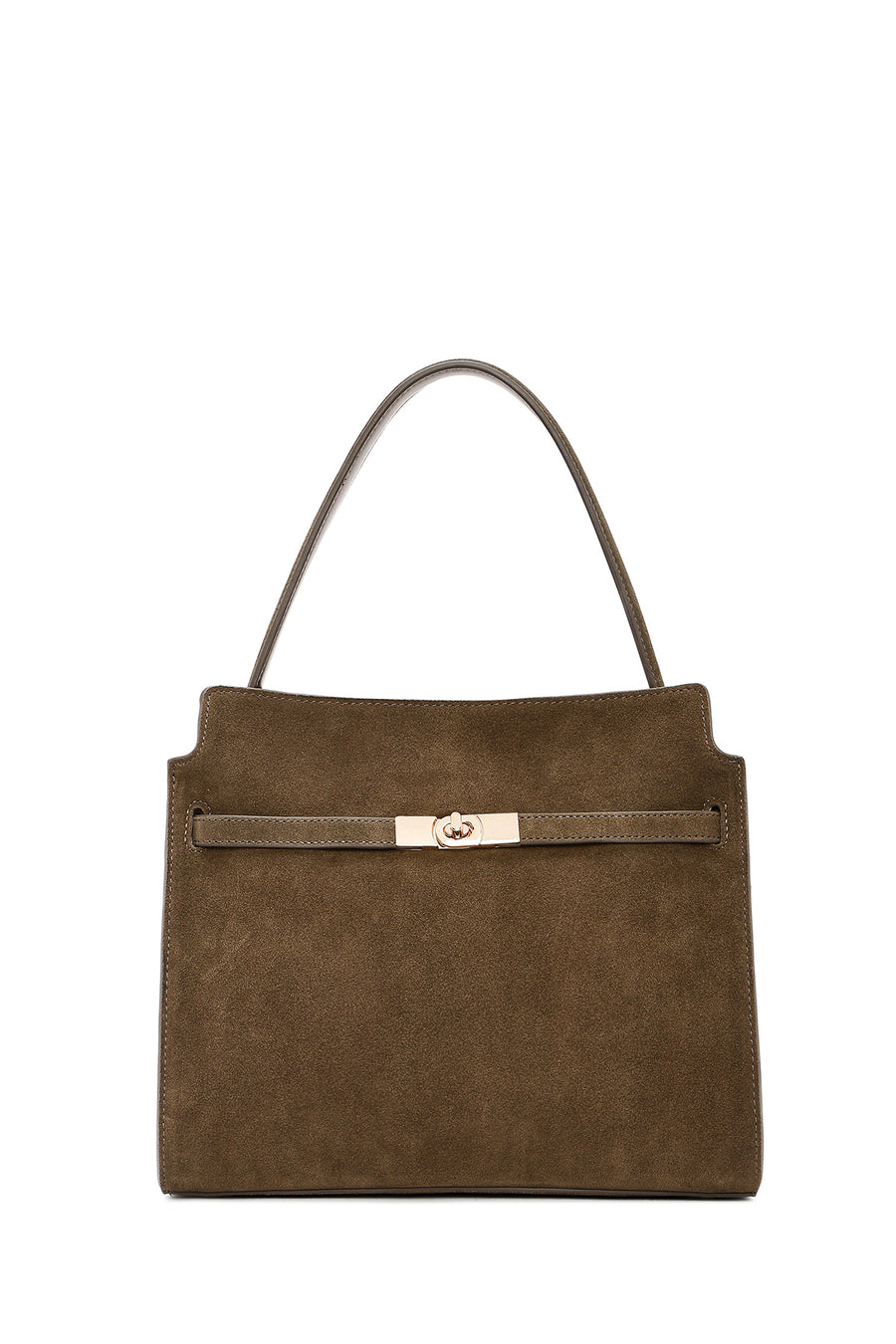 Women's Khaki Long Strap Suede Leather Classic Shoulder Bag