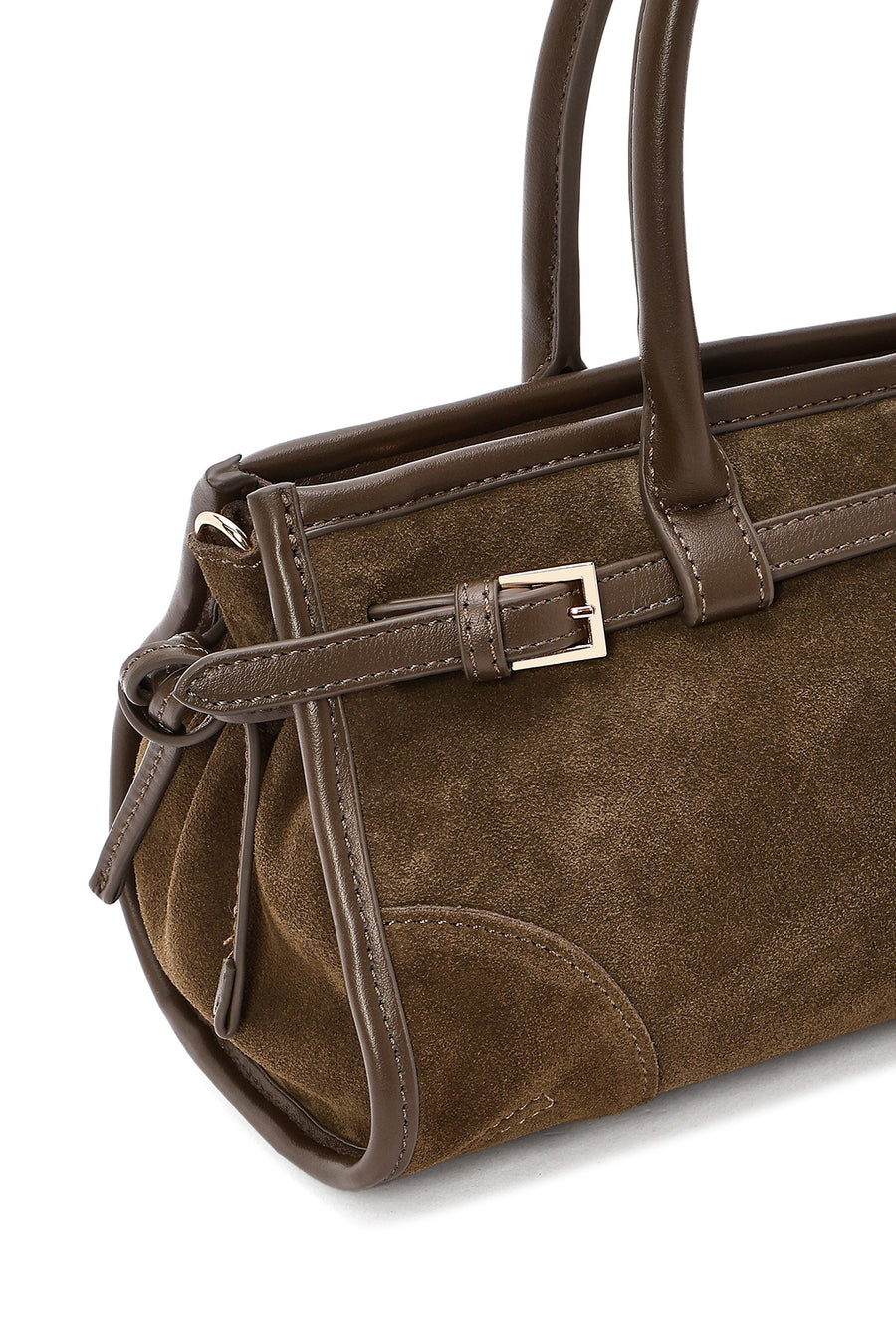 Women's Khaki Long Strap Suede Leather Handbag