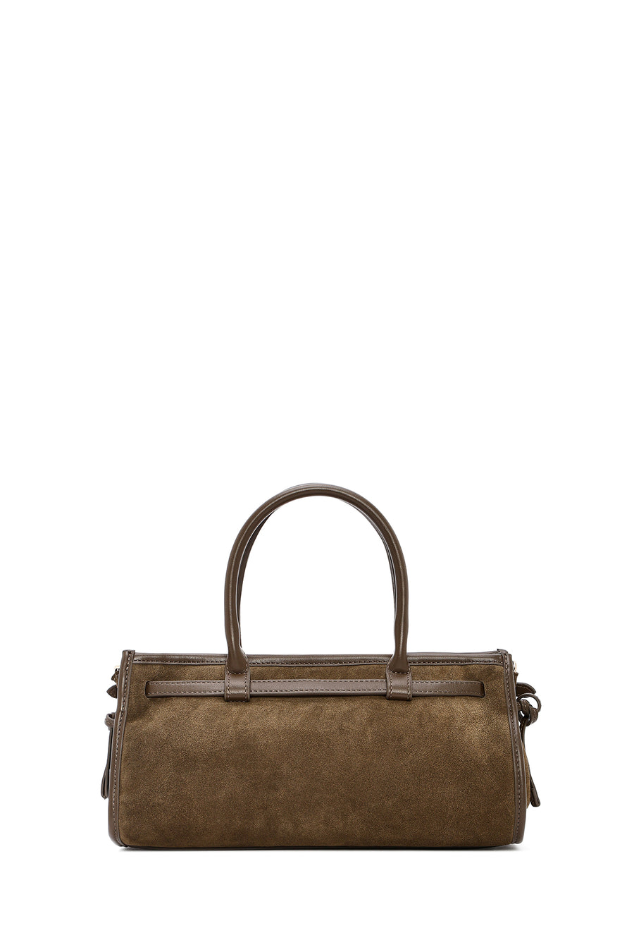Women's Khaki Long Strap Suede Leather Handbag