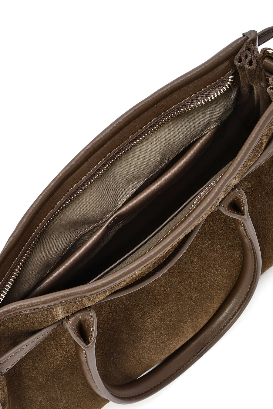 Women's Khaki Long Strap Suede Leather Handbag