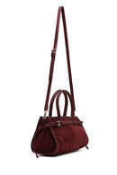 Kadın Bordo Uzun Askılı Süet Deri Kol Çantası | Derimod