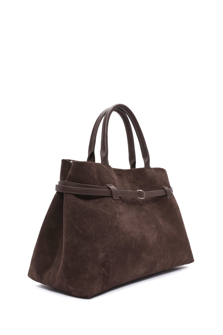 Women's Brown Long Strap Suede Leather Classic Handbag