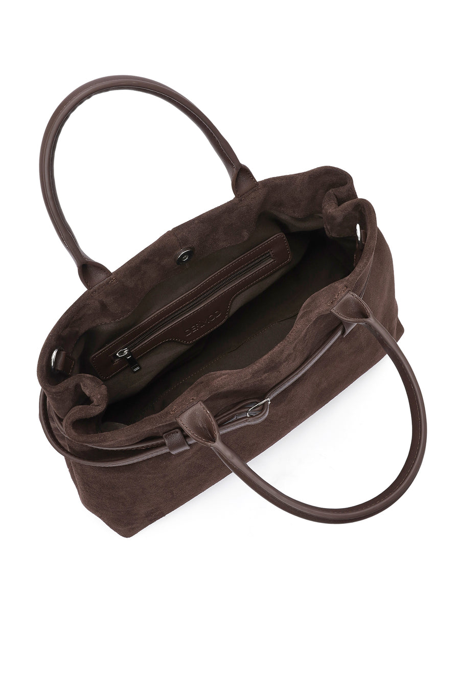 Women's Brown Long Strap Suede Leather Classic Handbag