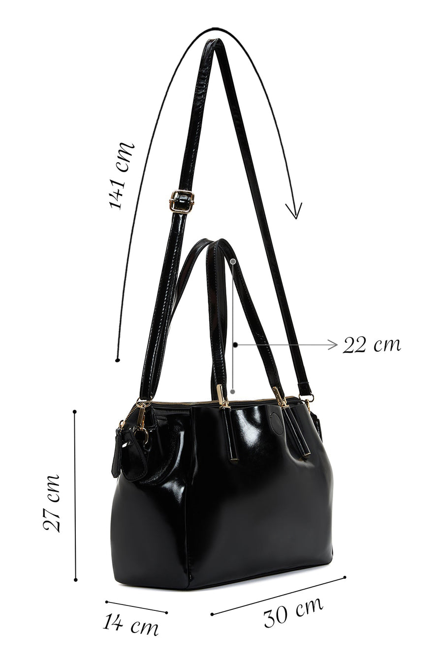 Women's Black Long Strap Classic Shoulder Bag