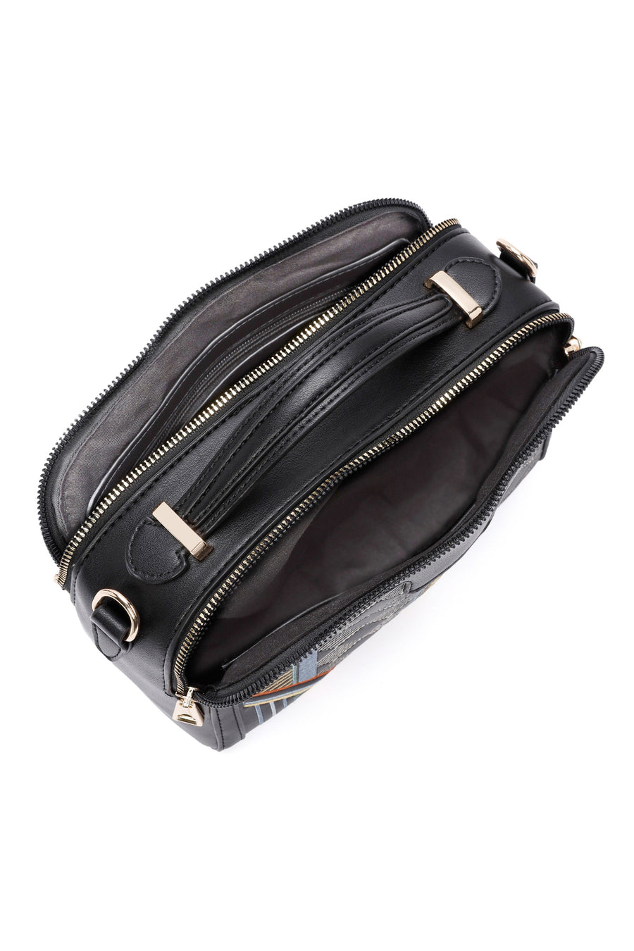 Women's Black Long Strap Printed Shoulder Bag