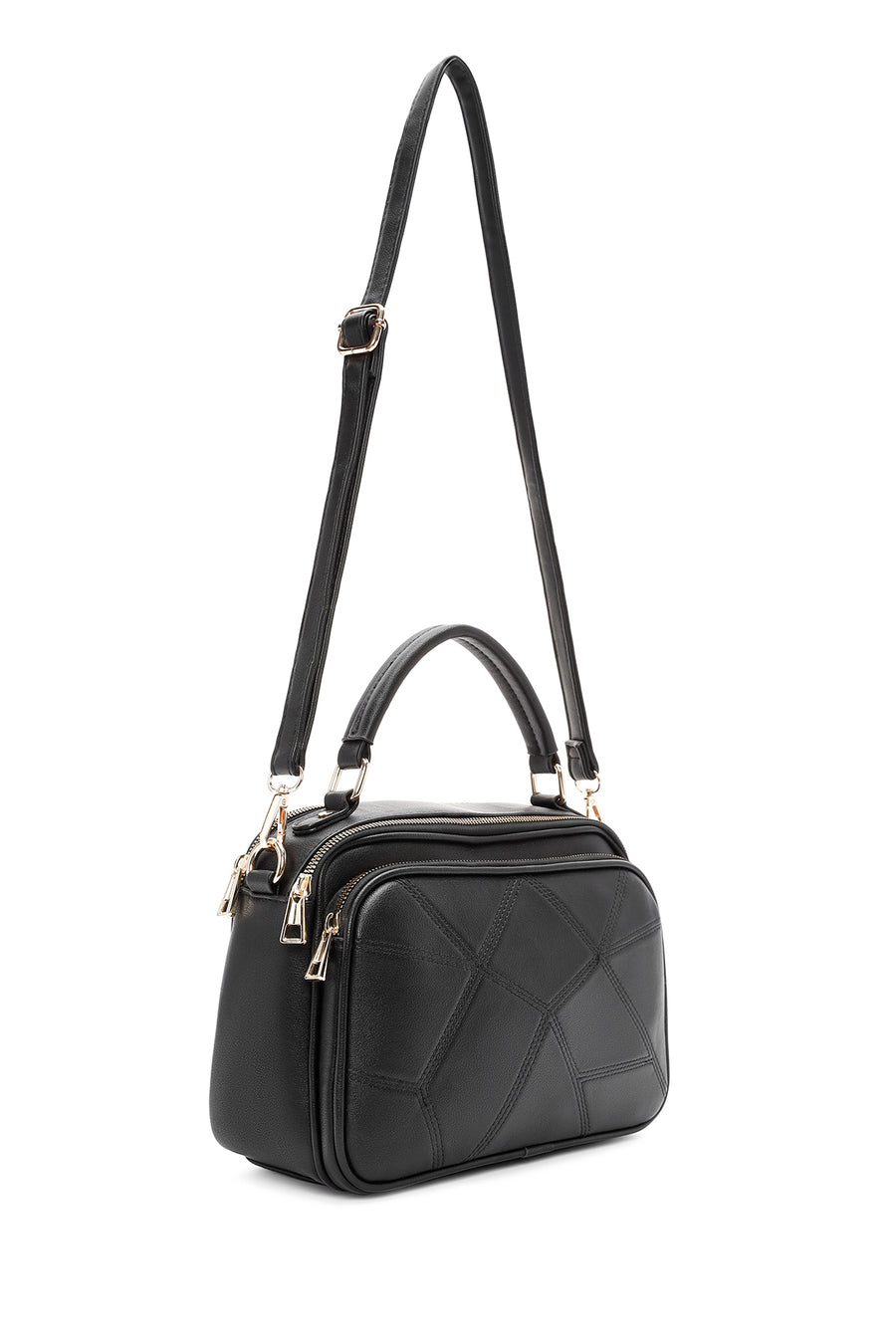 Women's Black Long Strap Printed Shoulder Bag