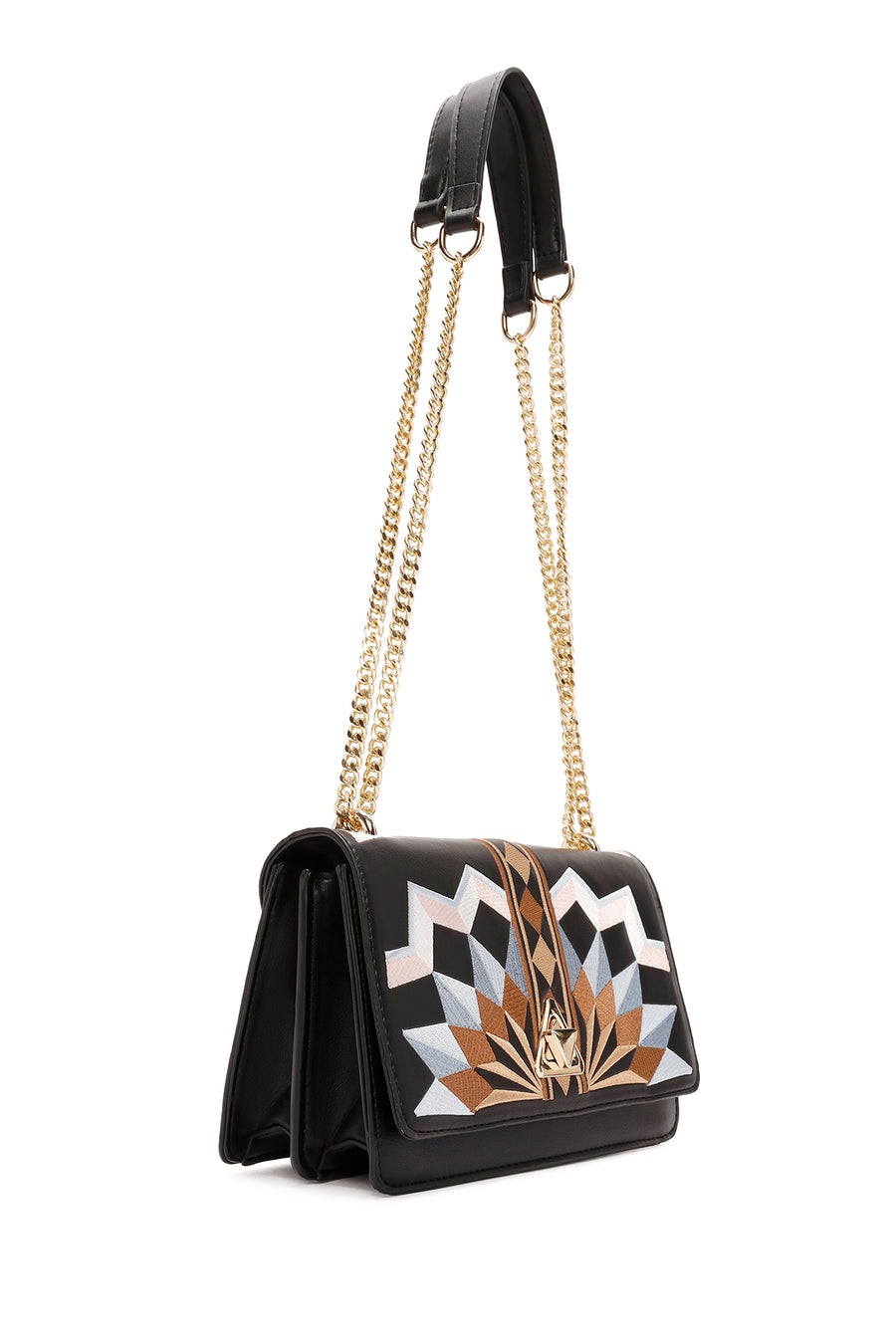 Women's Black Long Strap Printed Shoulder Bag