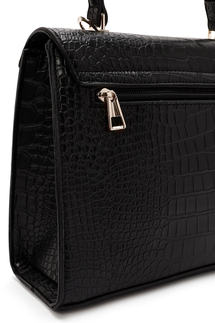 Women's Black Long Strap Crocodile Handbag