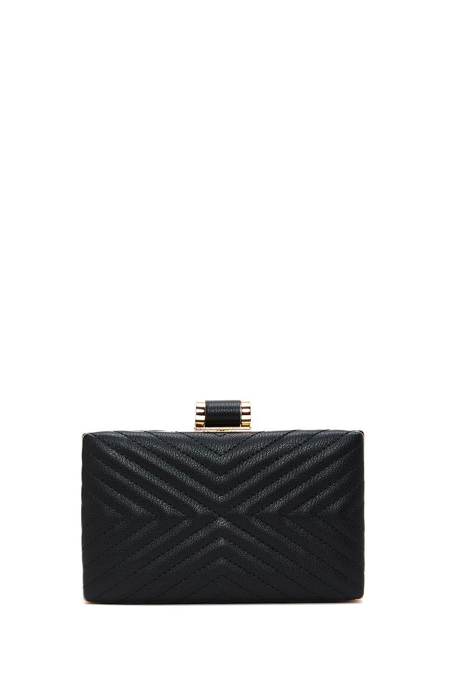 Women's Black Chain Strap Quilted Clutch Bag