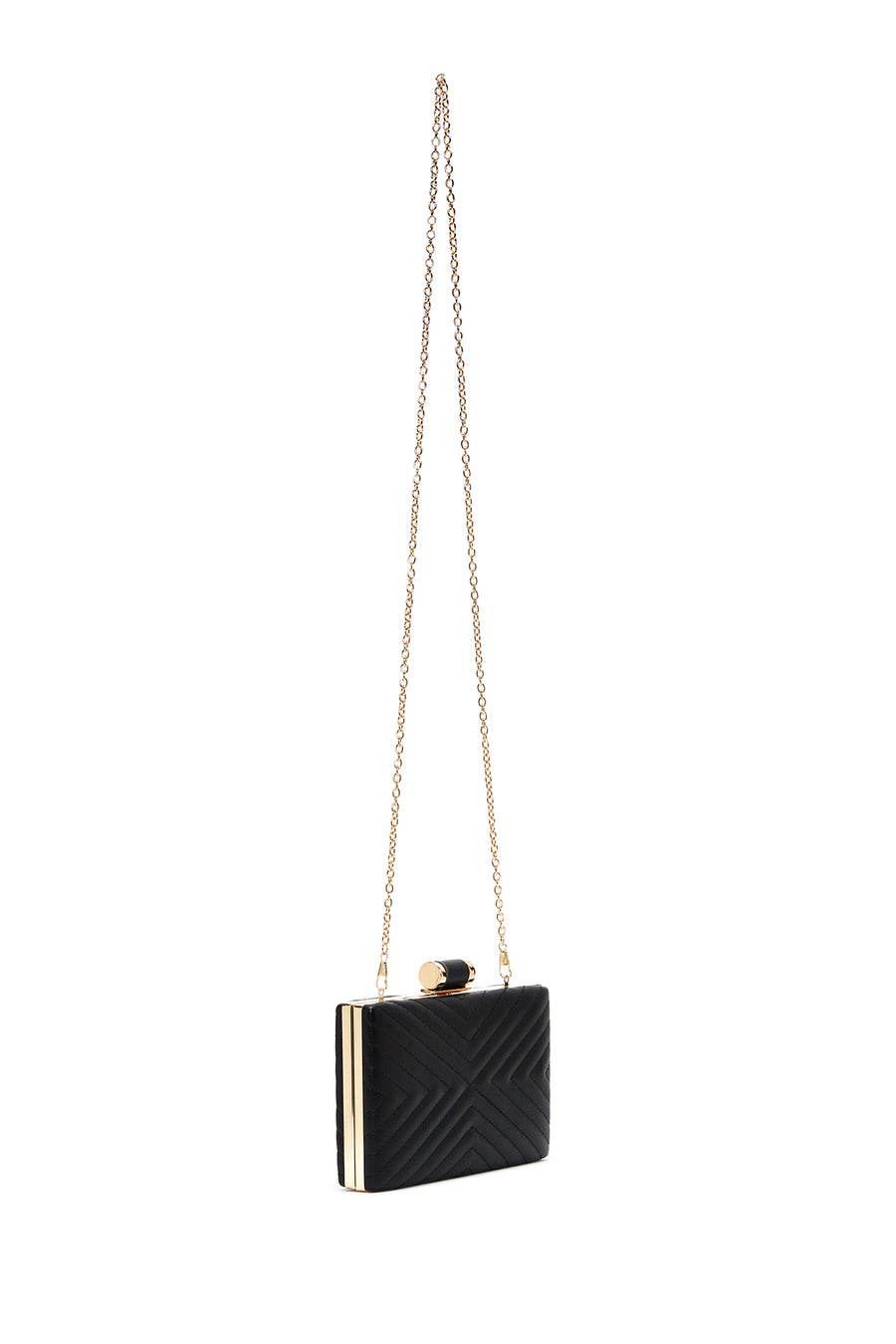 Women's Black Chain Strap Quilted Clutch Bag