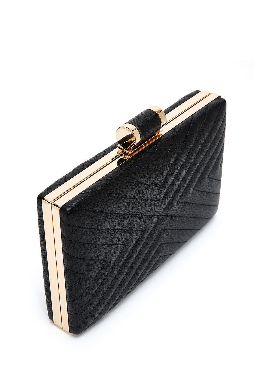 Women's Black Chain Strap Quilted Clutch Bag