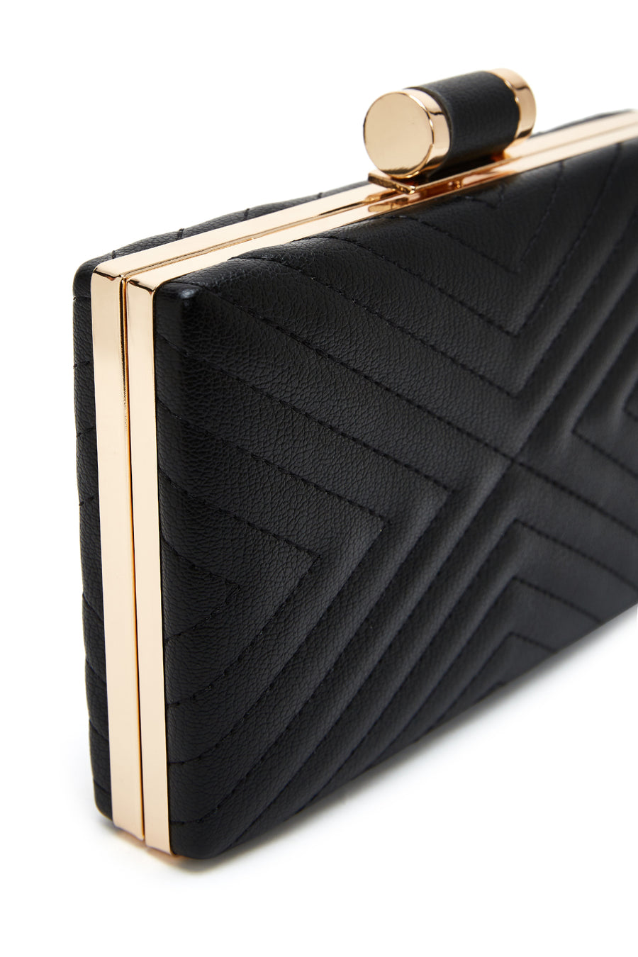 Women's Black Chain Strap Quilted Clutch Bag