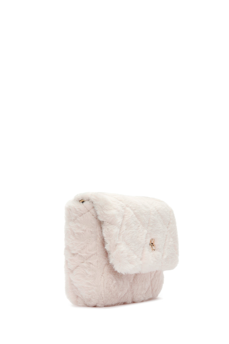 Women's Beige Chain Strap Plush Shoulder Bag
