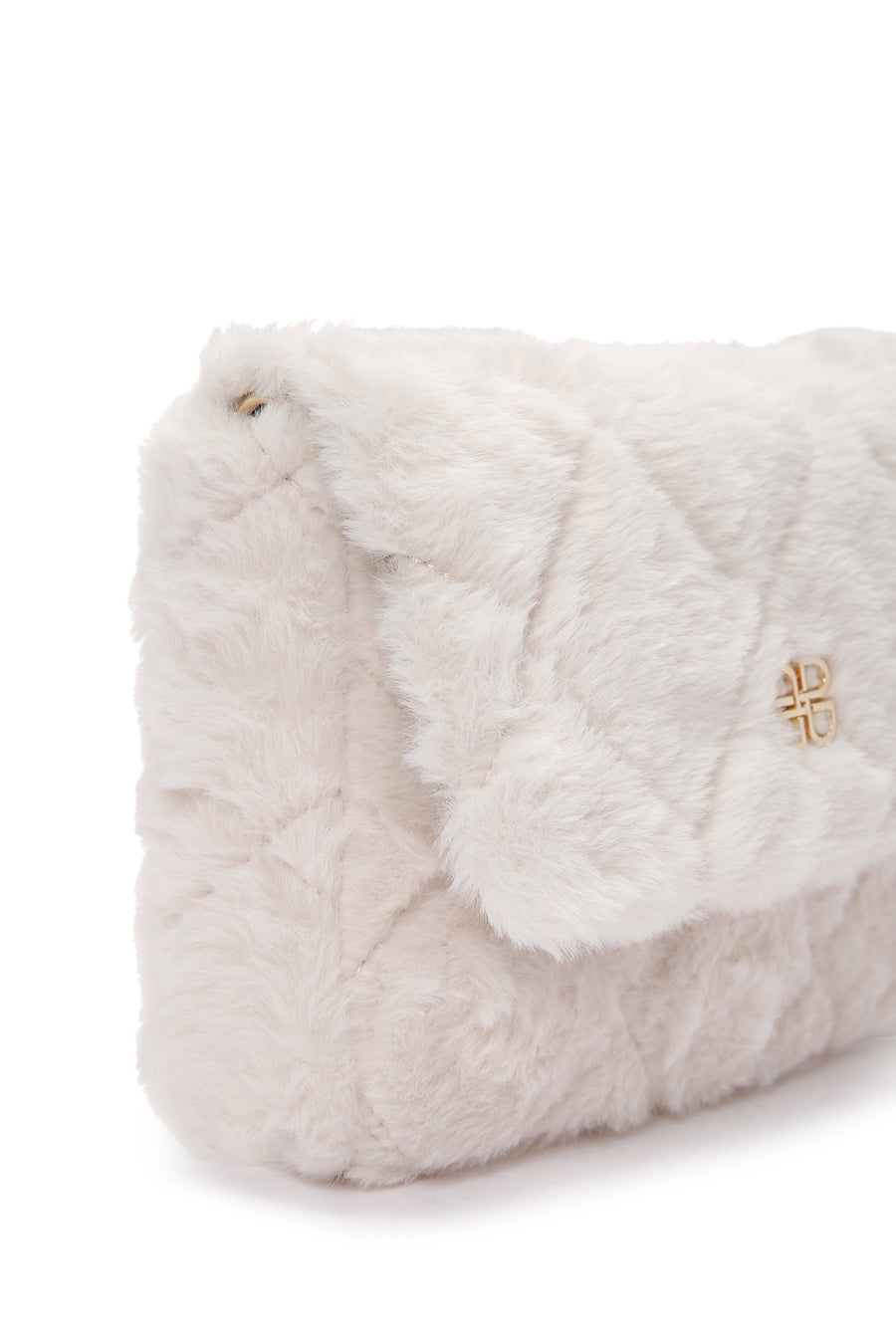 Women's Beige Chain Strap Plush Shoulder Bag