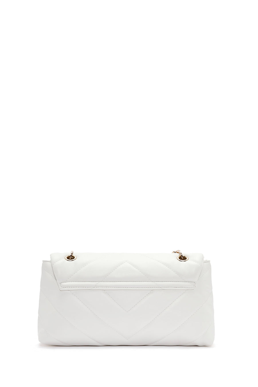 Women's White Chain Strap Quilted Shoulder Bag