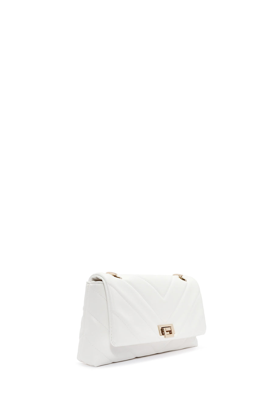 Women's White Chain Strap Quilted Shoulder Bag