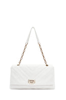 Women's White Chain Strap Quilted Shoulder Bag | Derimod