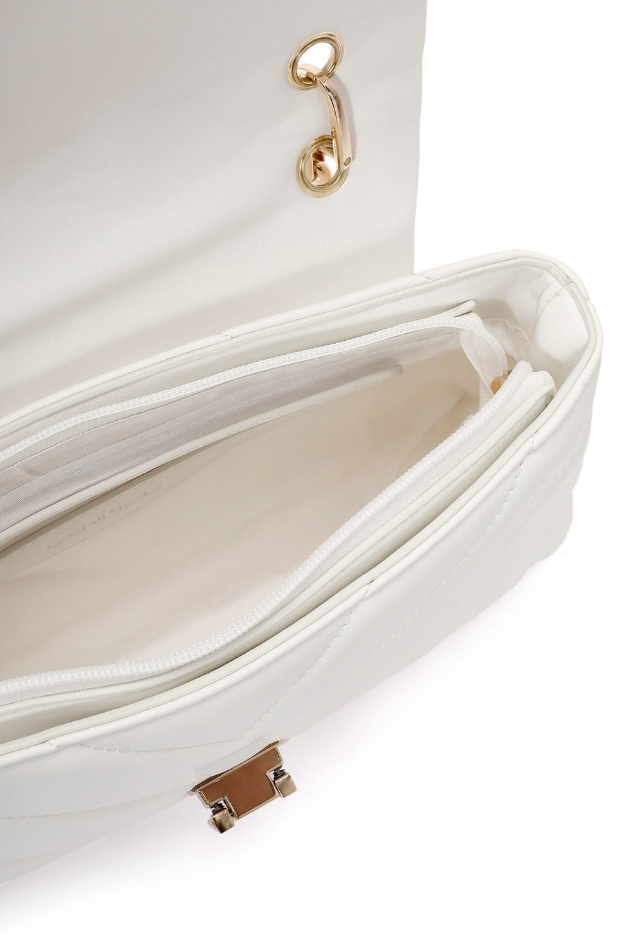 Women's White Chain Strap Quilted Shoulder Bag