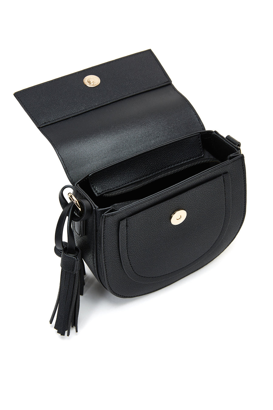 Women's Black Long Strap Shoulder Bag with Accessories