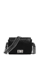 Women's Black Chain Strap Quilted Mini Crossbody Bag | Derimod