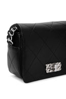 Women's Black Chain Strap Quilted Mini Crossbody Bag | Derimod
