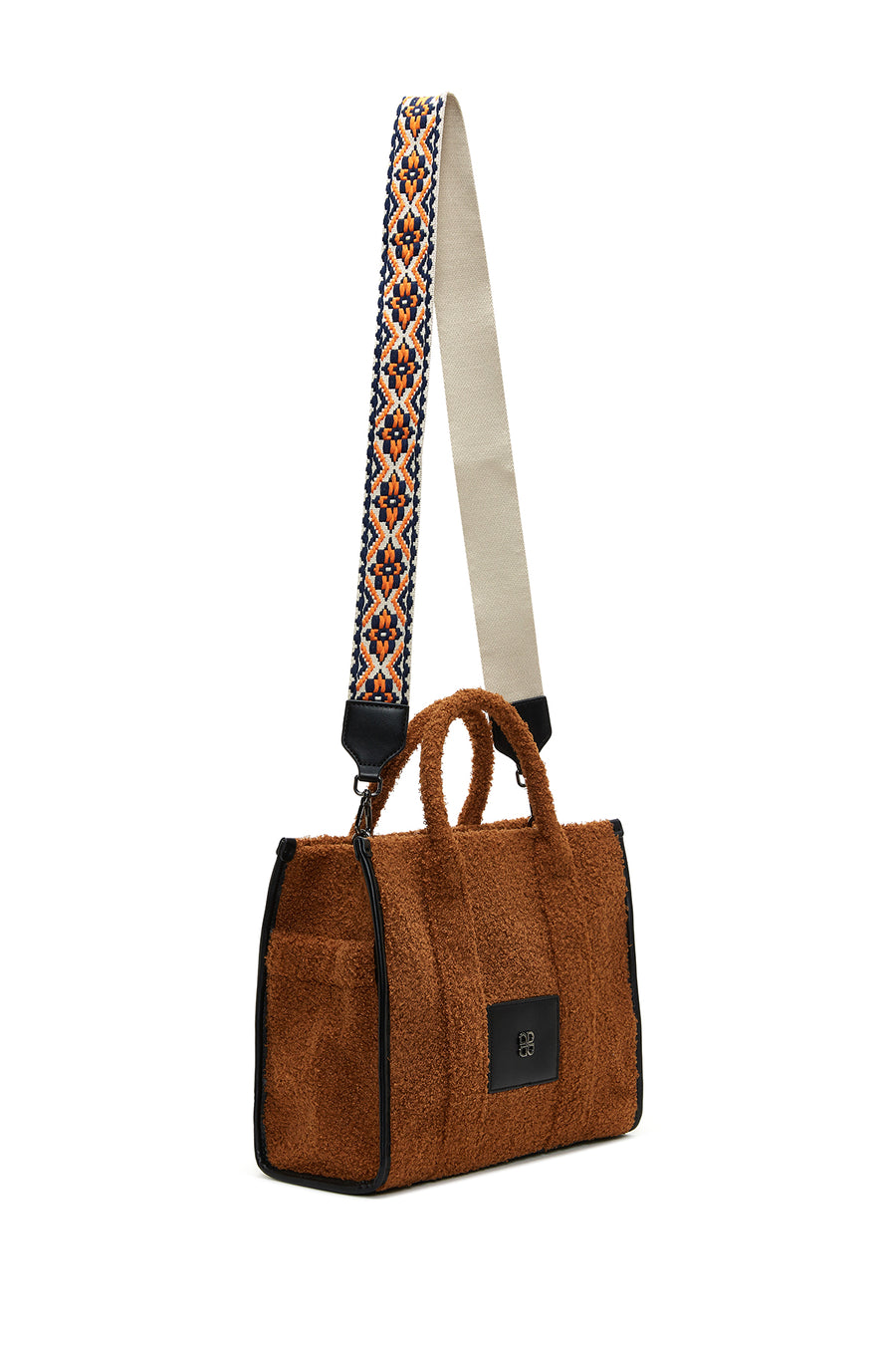 Women's Brown Long Strap Plush Handbag