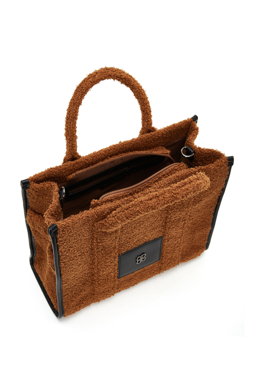 Women's Brown Long Strap Plush Handbag