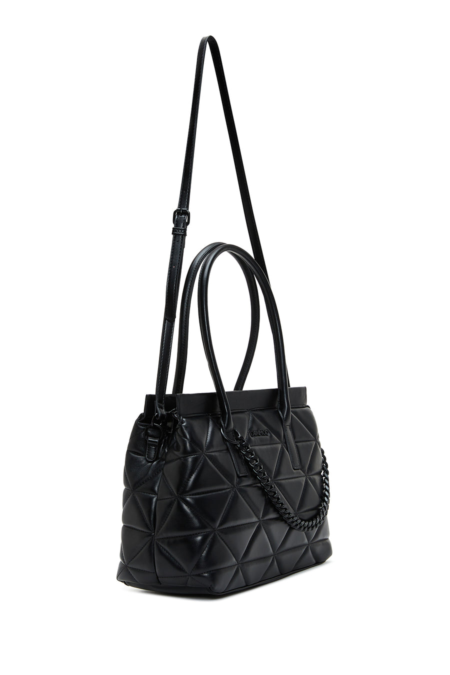 Women's Black Long Strap Quilted Shoulder Bag