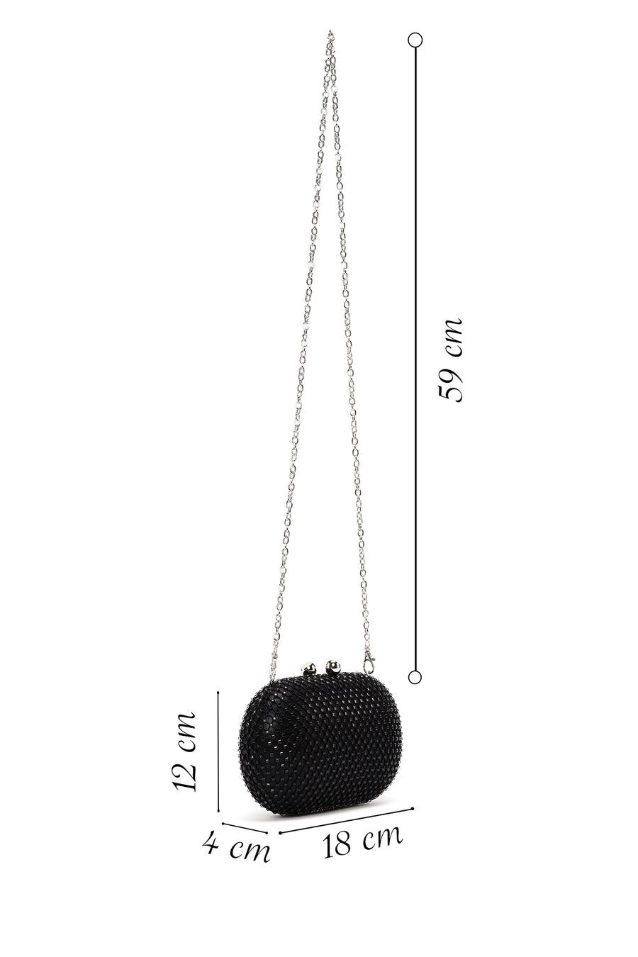 Women's Black Stone Long Strap Mini Clutch Bag