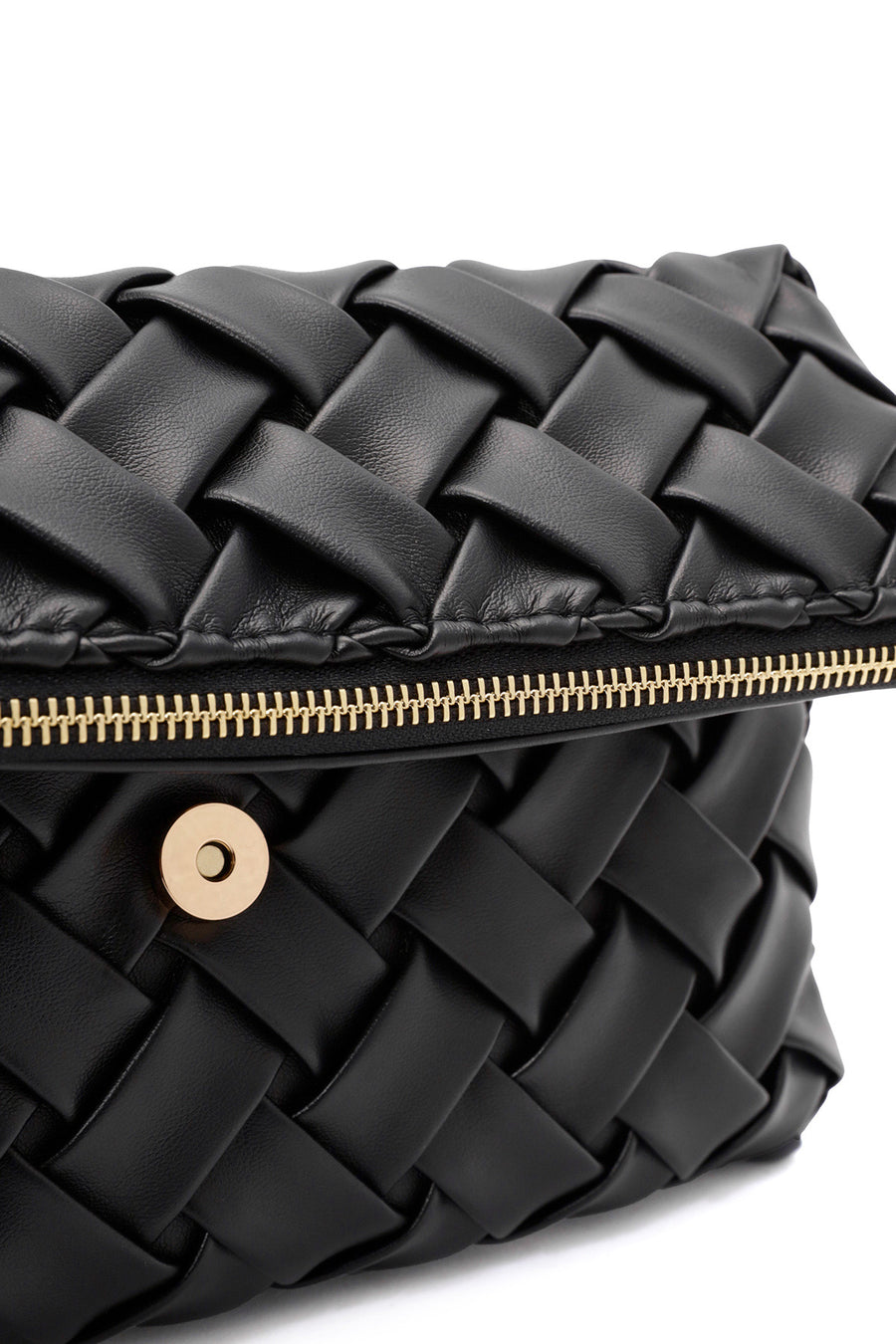 Women's Black Long Strap Braided Clutch Bag