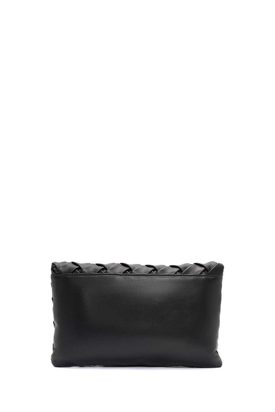 Women's Black Long Strap Braided Clutch Bag