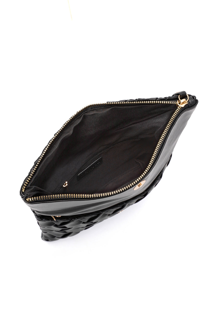 Women's Black Long Strap Braided Clutch Bag