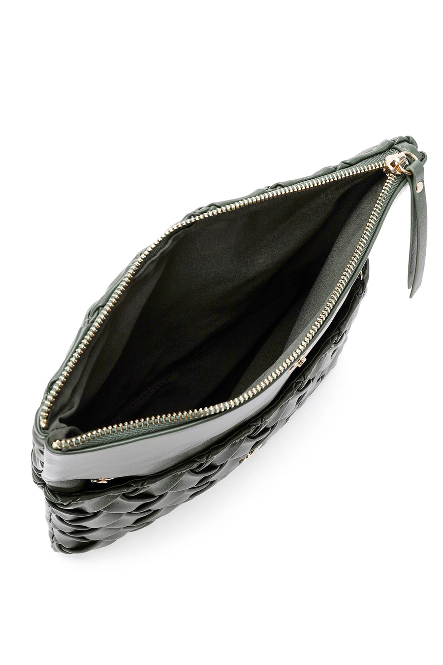 Women's Green Long Strap Braided Clutch Bag