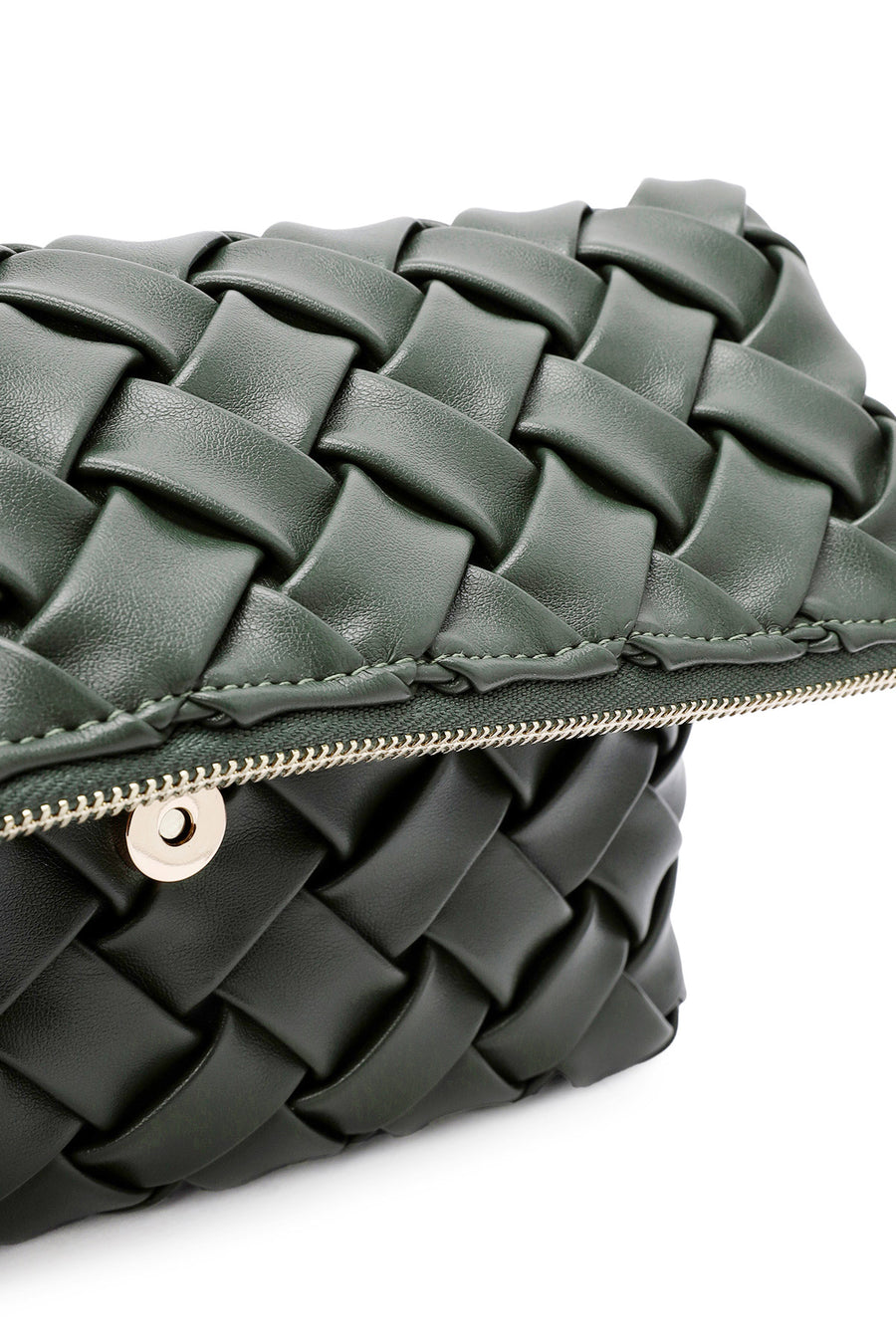 Women's Green Long Strap Braided Clutch Bag