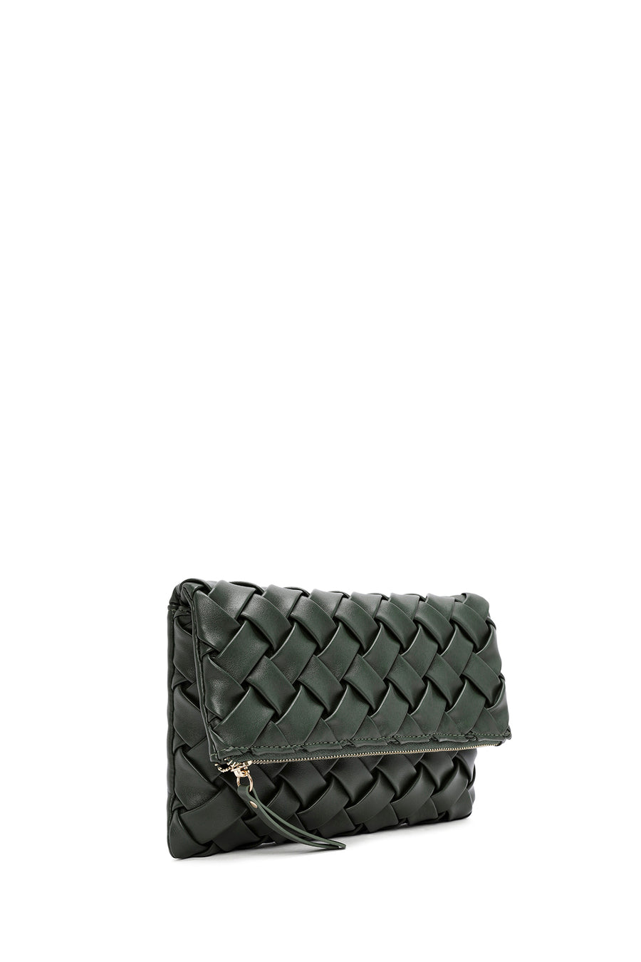 Women's Green Long Strap Braided Clutch Bag