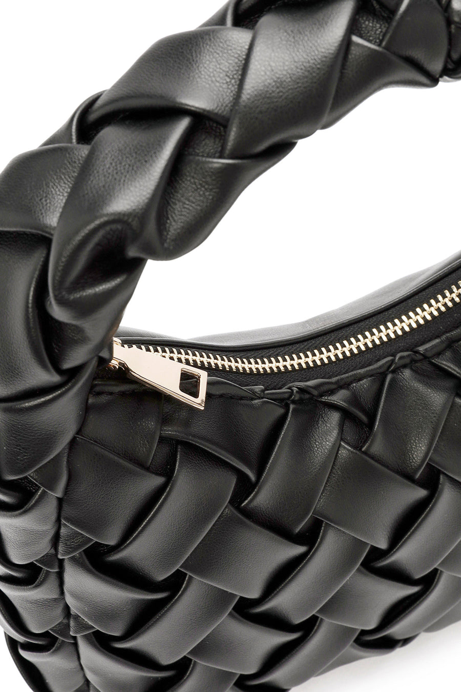 Women's Black Braided Mini Handbag