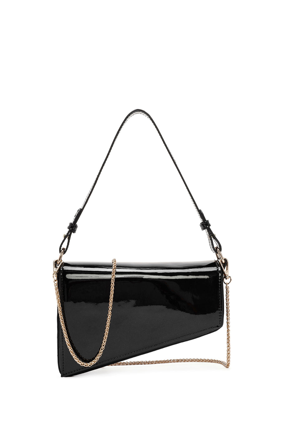 Women's Black Long Chain Strap Patent Leather Mini Shoulder Bag 24WBD296116 | Derimod