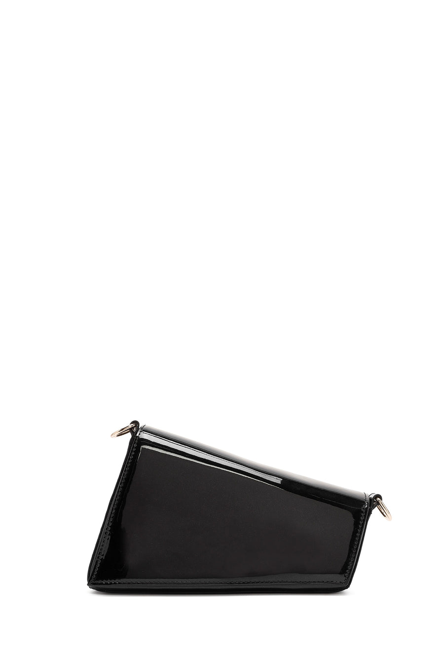 Women's Black Long Chain Strap Patent Leather Mini Shoulder Bag