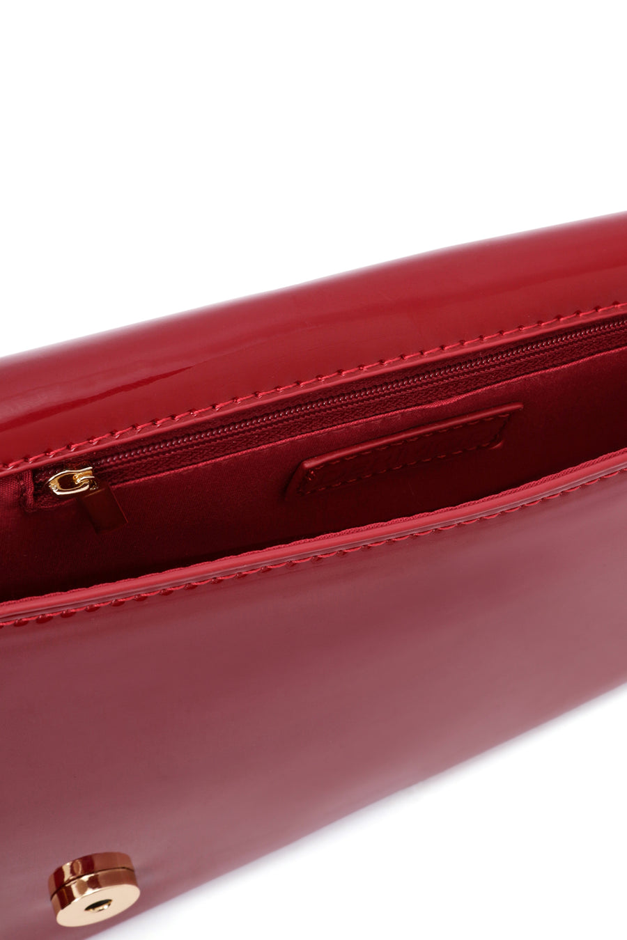 Women's Red Long Chain Strap Patent Leather Mini Shoulder Bag