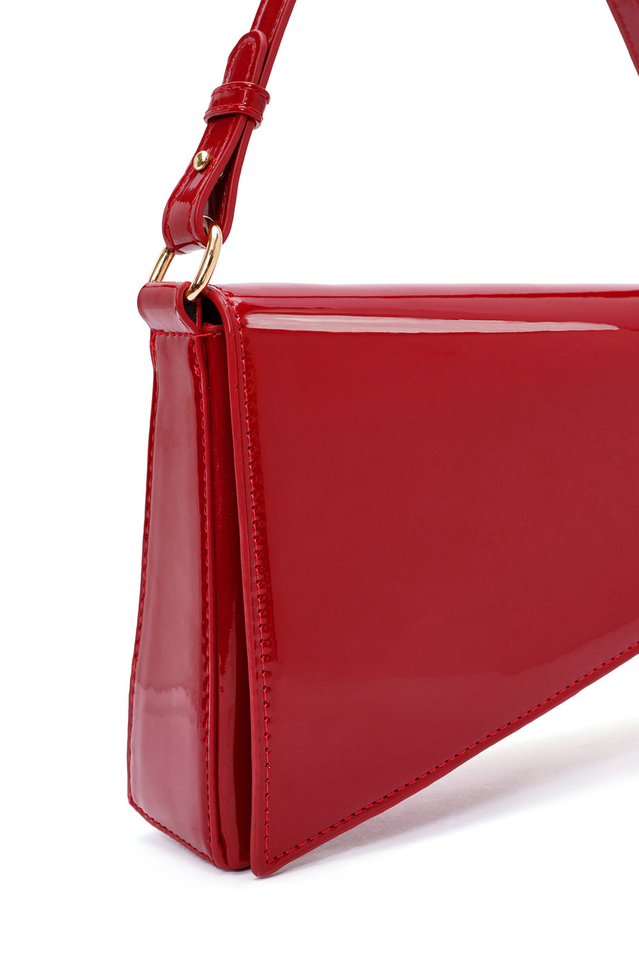 Women's Red Long Chain Strap Patent Leather Mini Shoulder Bag