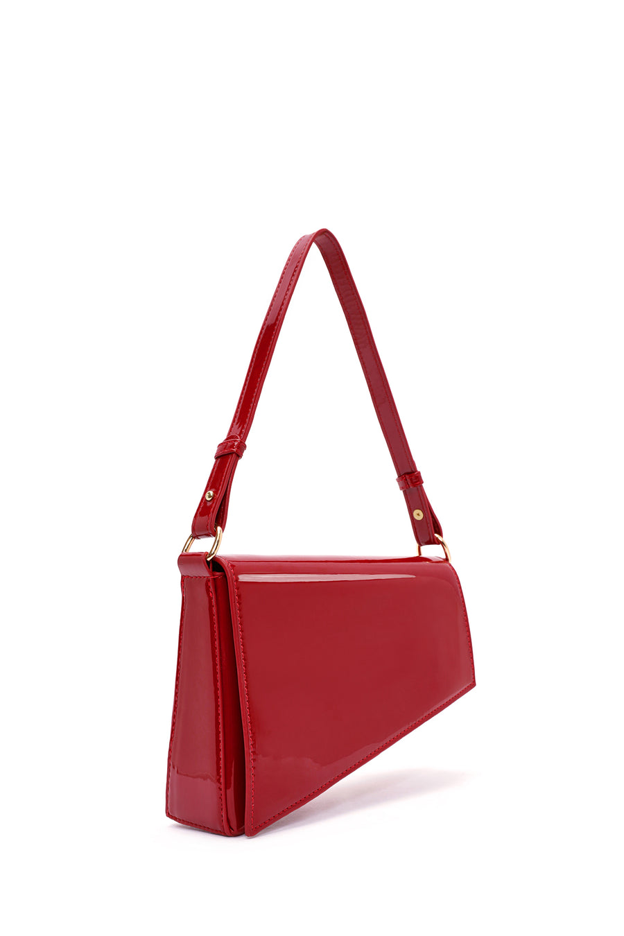 Women's Red Long Chain Strap Patent Leather Mini Shoulder Bag