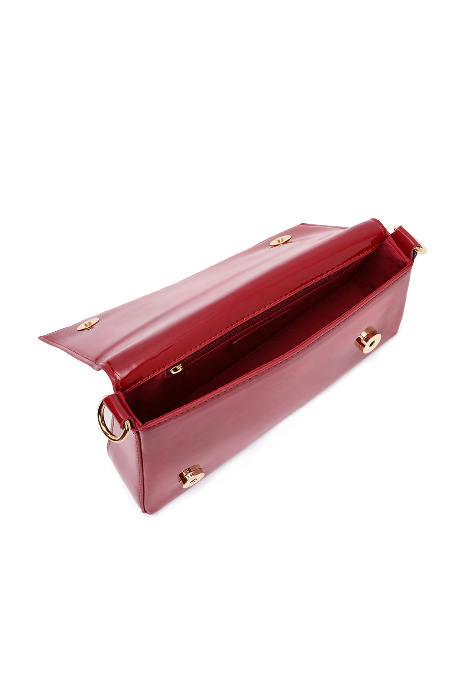Women's Red Long Chain Strap Patent Leather Mini Shoulder Bag