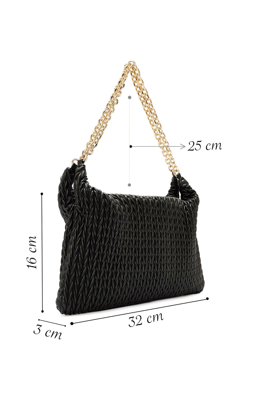 Women's Black Chain Strap Printed Shoulder Bag