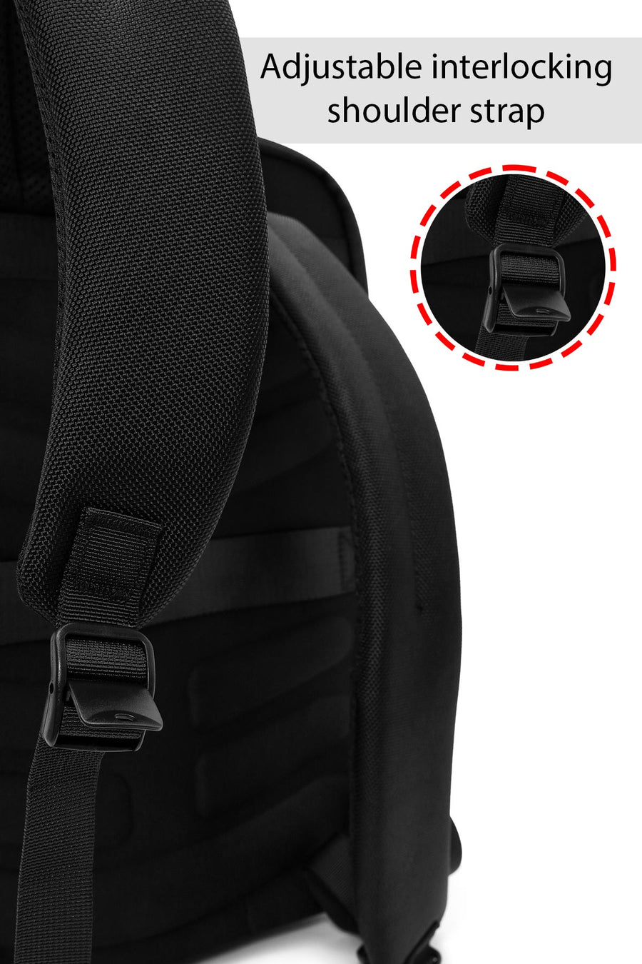 D-Pack Unisex Black Fabric Backpack