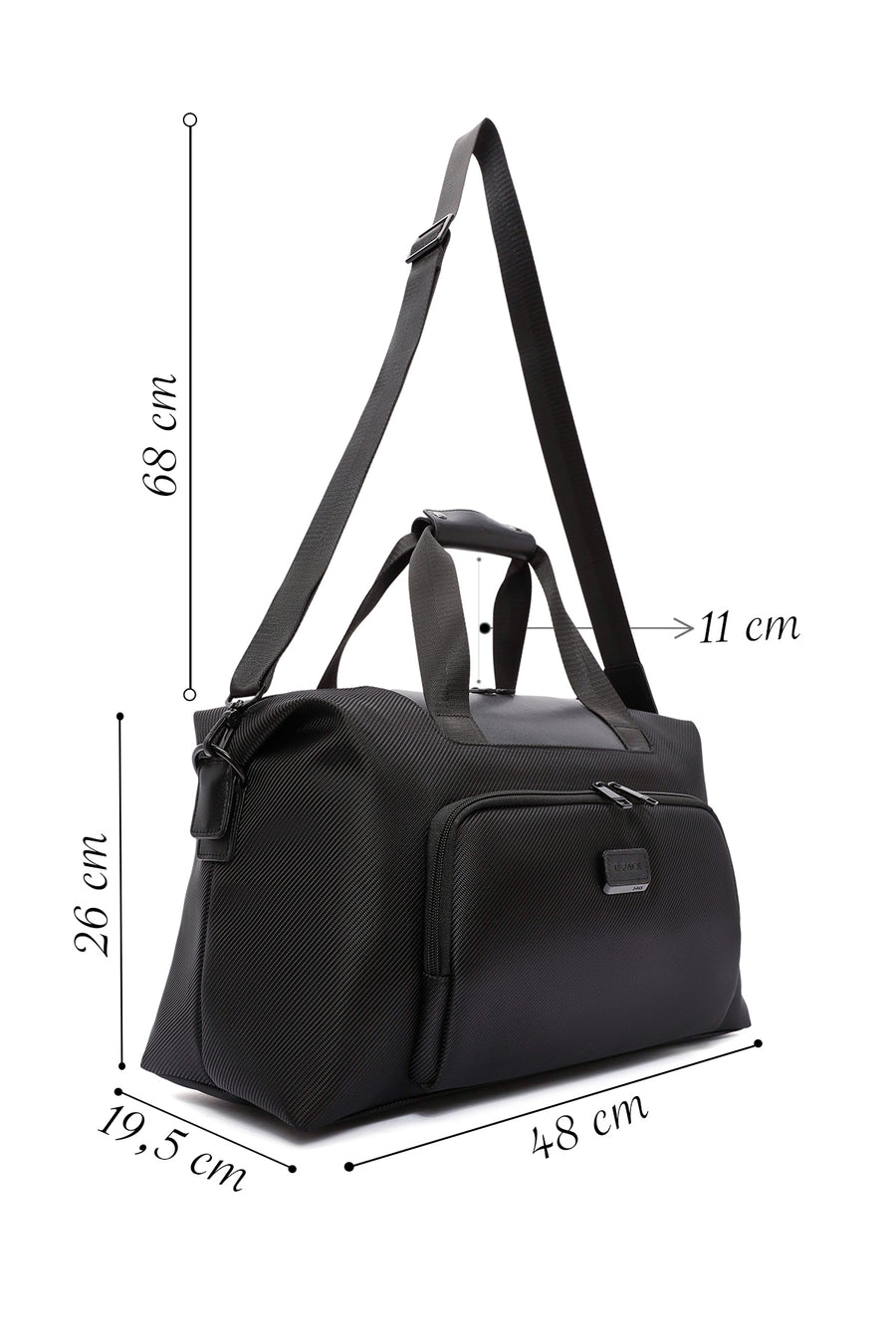 D-Pack Men's Black Long Strap Fabric Travel Bag