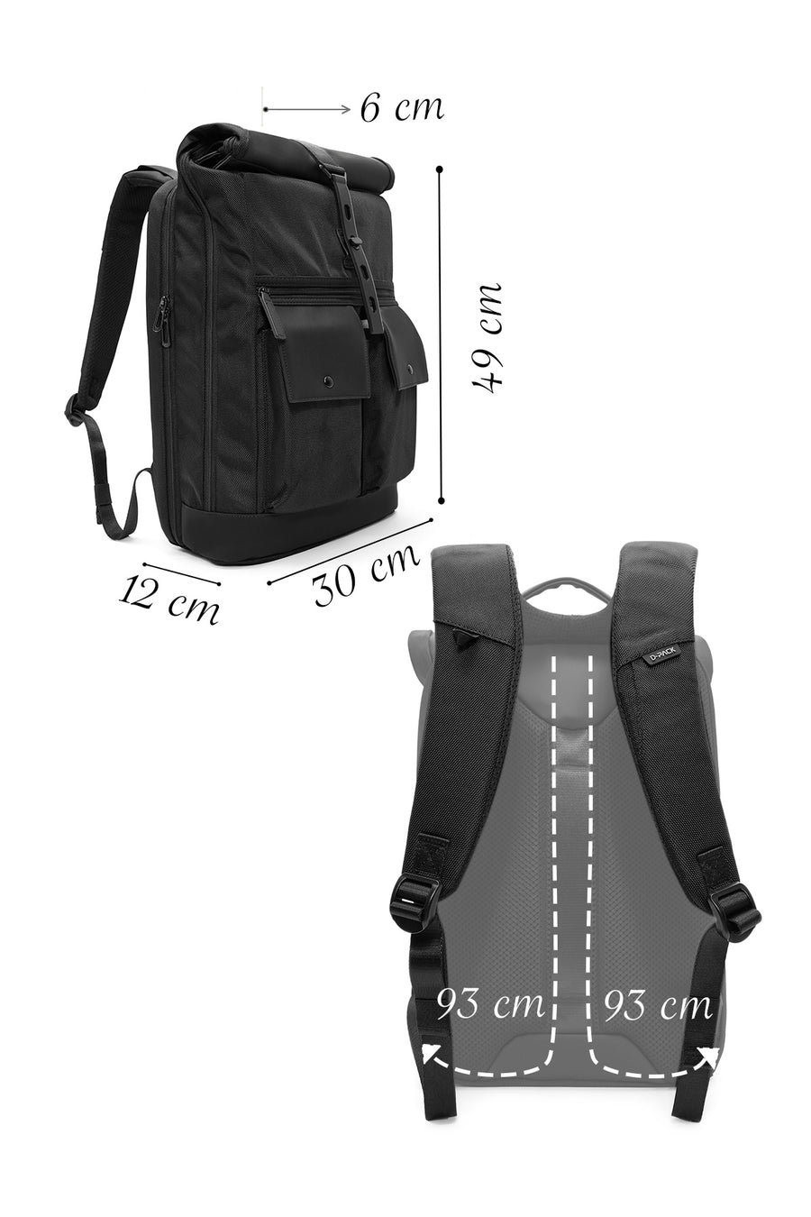 D-Pack Unisex Black Backpack