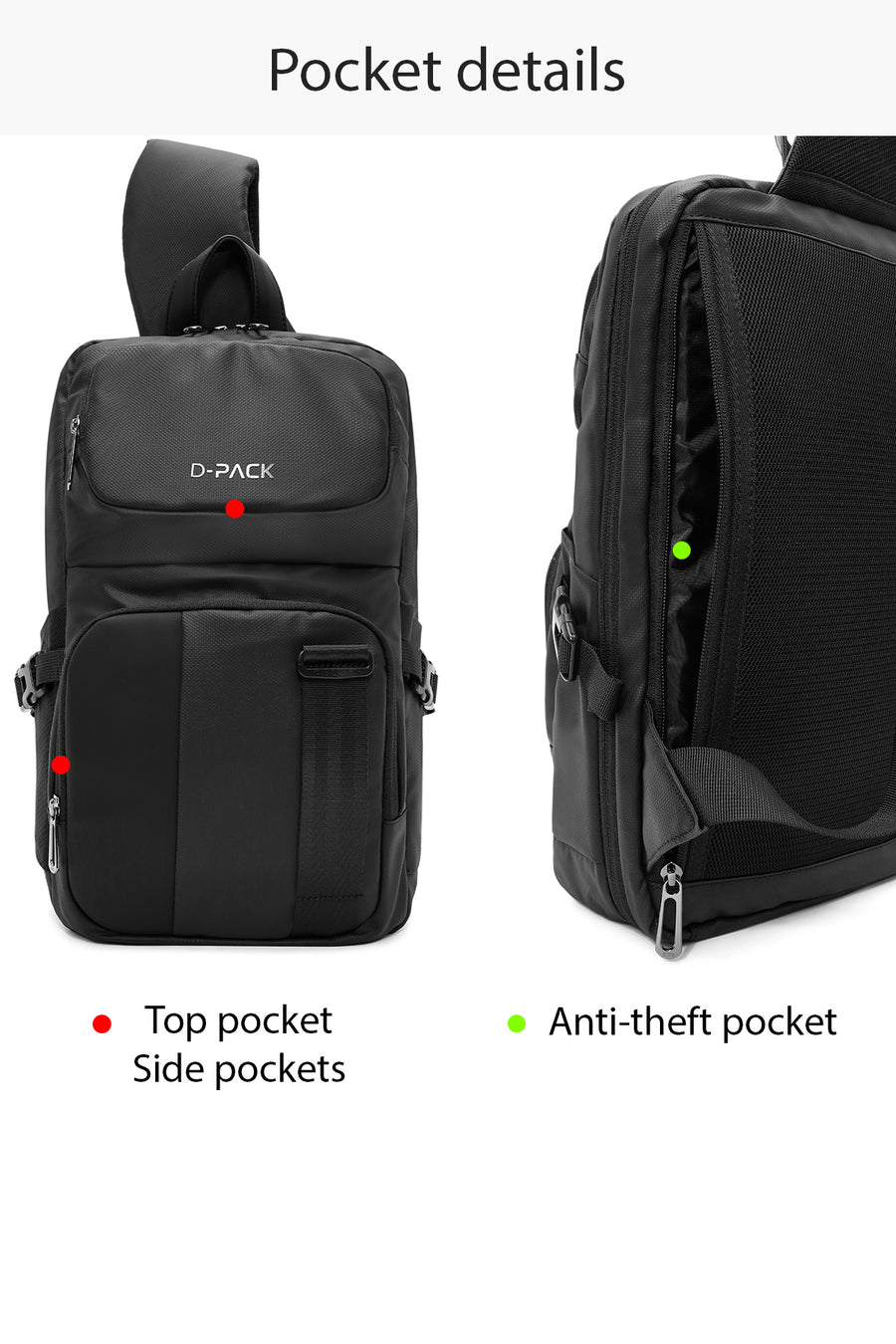 D-Pack Men's Black Crossbody Bag