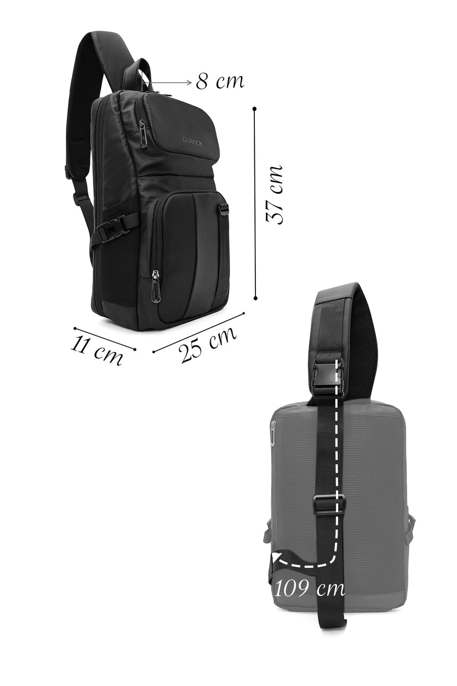 D-Pack Men's Black Crossbody Bag