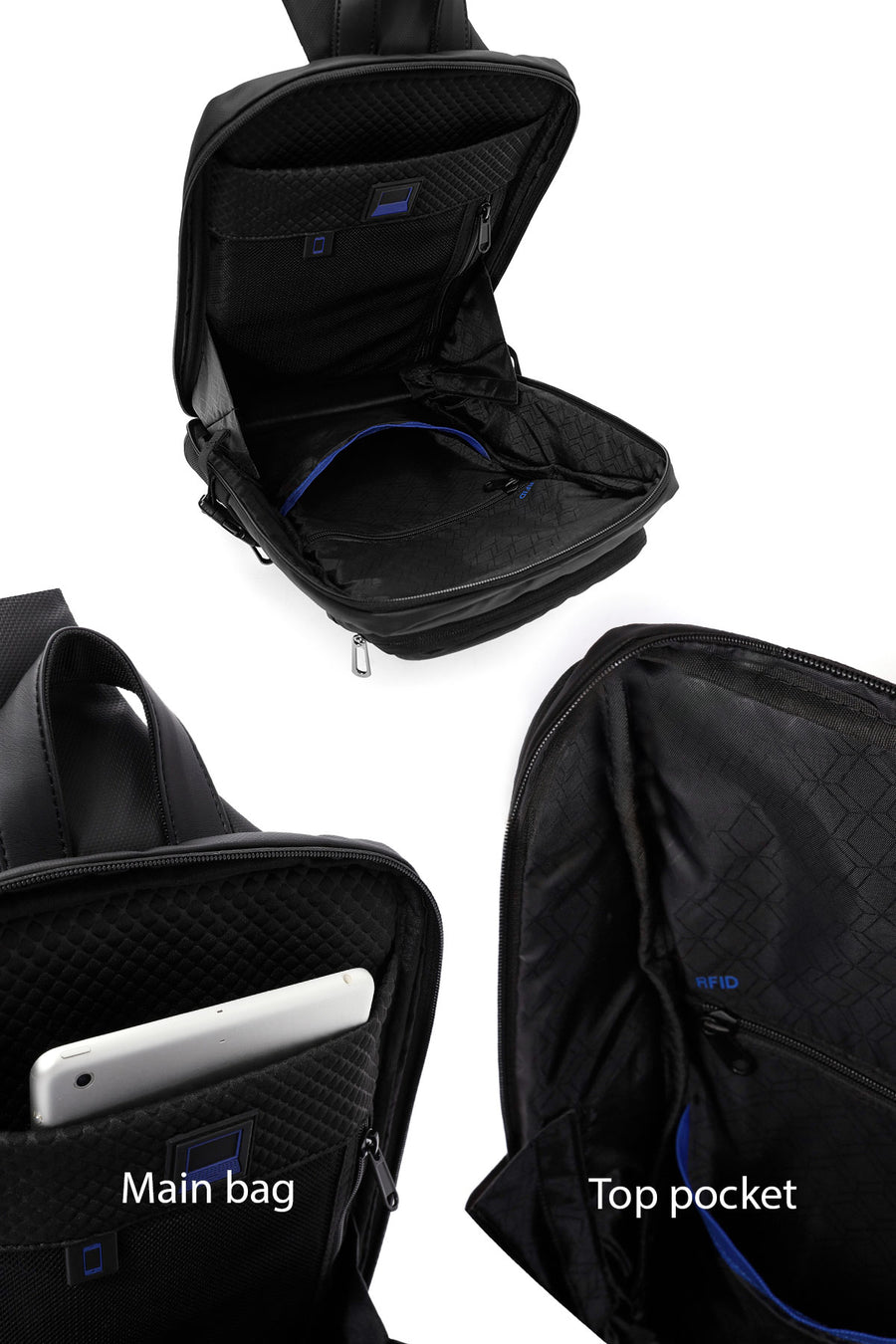 D-Pack Men's Black Crossbody Bag